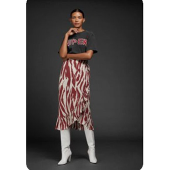 100% Silk Skirt Vintage 90's Midi Boho Striped/Zebra Size 12 - Like NEW! - Picture 15 of 15